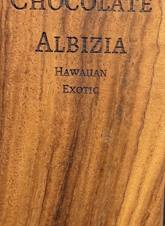 Closer detail of Chocolate Albizia grain figure